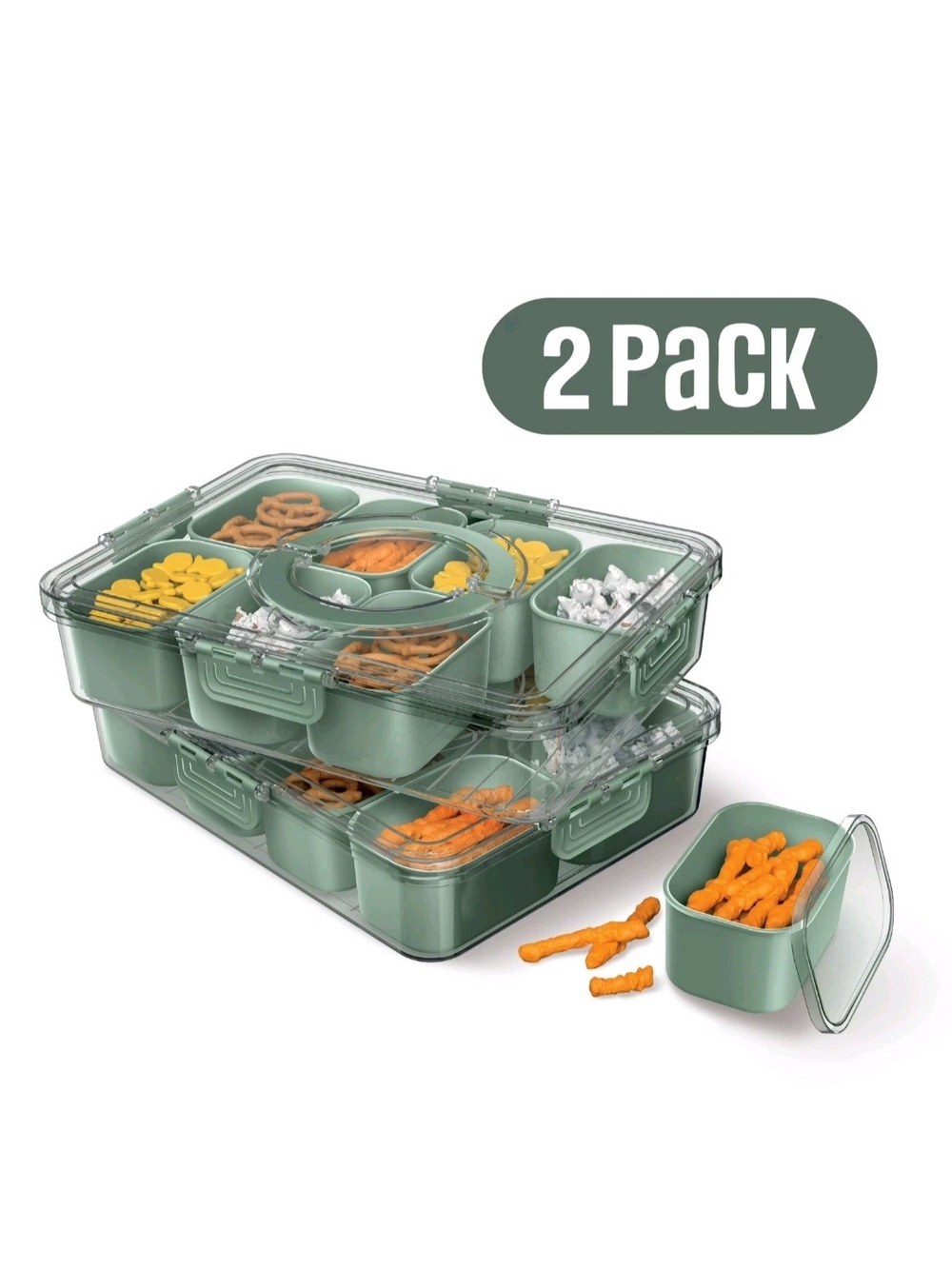 Snack Box CWC Cook With Color 8 Individual Compartments With Lids 2-pack
